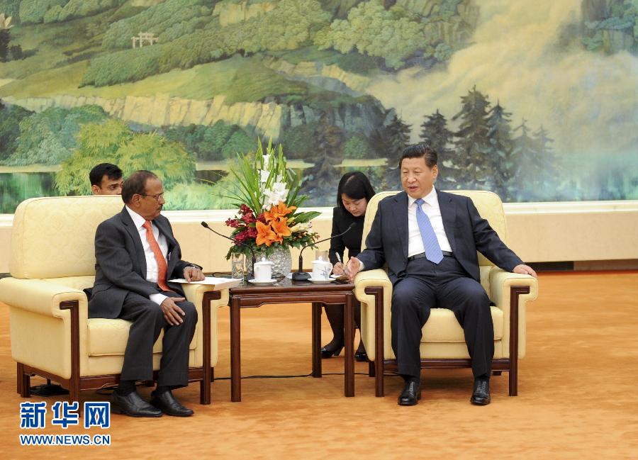 9月9日，國家主席習(xí)近平在北京人民大會(huì)堂會(huì)見印度總理特使、國家安全顧問多瓦爾。 新華社記者 張鐸 攝