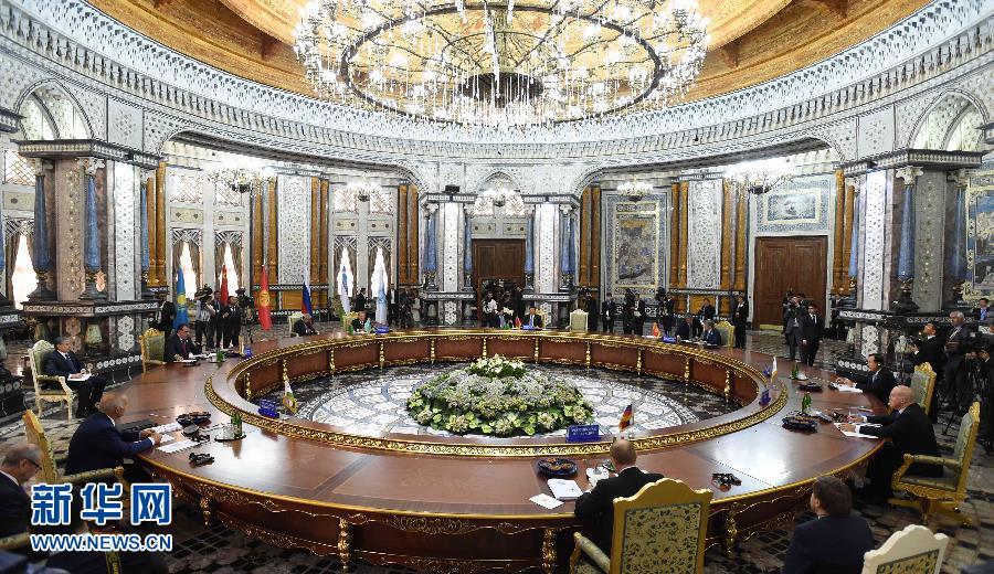 9月12日，上海合作組織成員國元首理事會第十四次會議在塔吉克斯坦首都杜尚別舉行。國家主席習近平出席會議并發(fā)表重要講話。新華社記者馬占成攝 