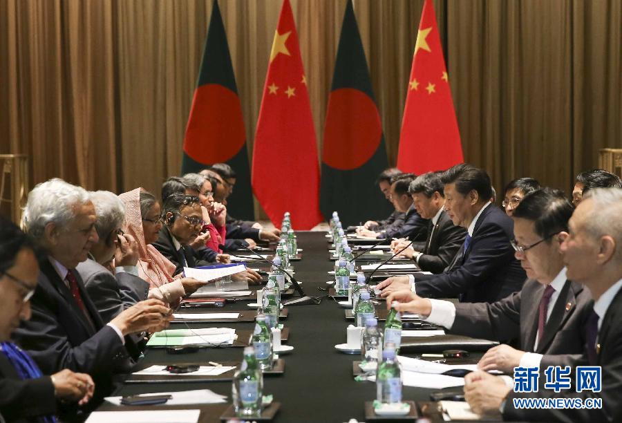 9月26日，國家主席習(xí)近平在紐約會見孟加拉國總理哈西娜。新華社記者蘭紅光攝 