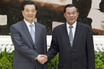 胡錦濤會見柬埔寨首相洪森